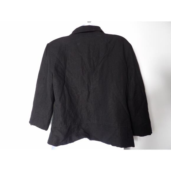 Bob Mackie Studio 16 Linen Blazer Black Lined Career Office Collared Double Butt - Picture 11 of 11